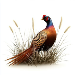 Fototapeta premium pheasant, pheasant bird, bird, colorful bird on white background, 3D cartoon