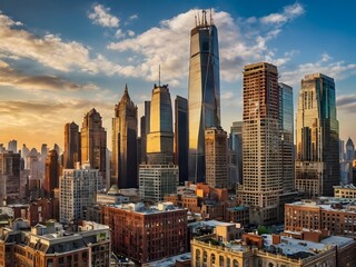 Golden Hour Skyline  NYC Cityscape at Sunset