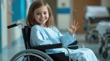 Smiling Child in Wheelchair in Bright Environment