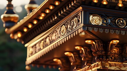 Obraz premium Ornate Golden Architectural Detail With Lights