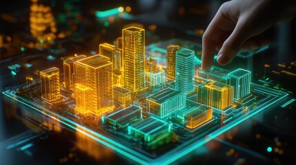 Hand Interacting With A Digital City Model