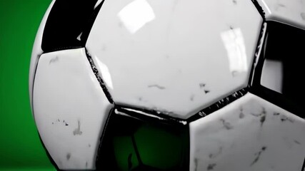 Soccer Ball Rolling Footage on Green Background