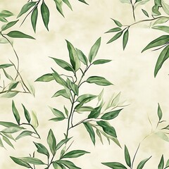 Fototapeta premium Seamless Decorative Rice Paper with Botanical Plant Motifs Natural and Eco-Friendly Design for Backgrounds