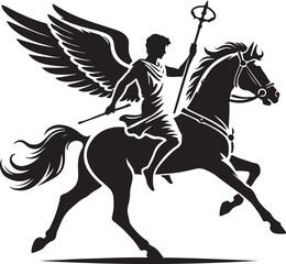 horse angel silhouette victor design.