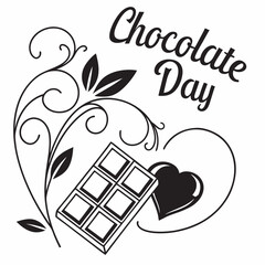 Chocolate Day vector silhouette black design white background