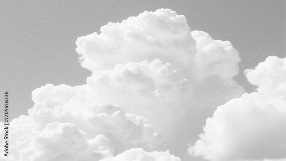 Wall mural sky with white clouds background. white clouds from above. top view from an airplane over white clou