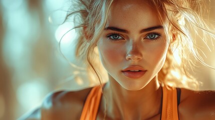 Fototapeta premium Captivating Portrait of a Beautiful Woman in Natural Light