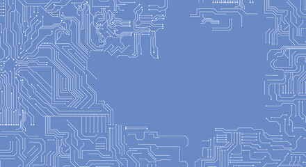 Obraz premium Abstract white circuit pattern on blue technology futuristic background.