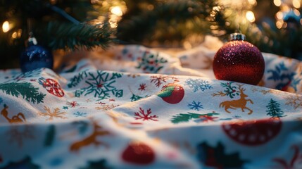 Festive Christmas Gift Wrap with Reindeer and Snowflakes
