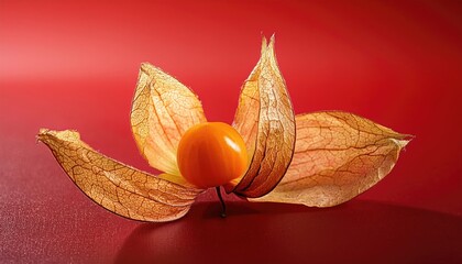Physalis on a red background 