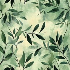 Seamless Decorative Rice Paper with Botanical Plant Motifs Natural and Eco-Friendly Design for Backgrounds