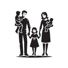 Black Color Family silhouette design Vector Illustration, Solid White Background (2).eps