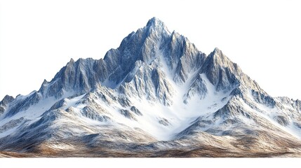 High mountain peak cut out on a white or transparent background (PNG format).
