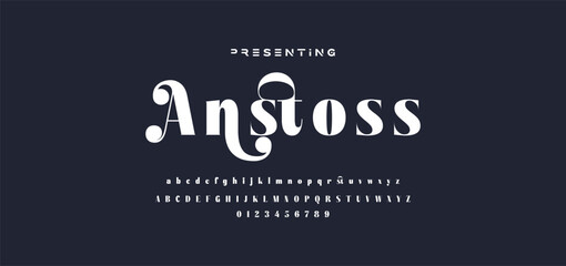 Premium luxury elegant alphabet letters and numbers. Elegant wedding typography classic serif font decorative vintage retro. Creative vector illustration