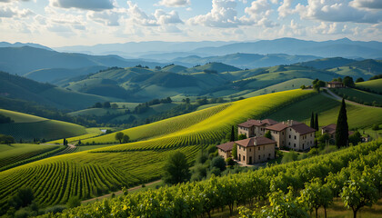 Obraz premium Scenic Tuscan Countryside with Rolling Hills and Vineyards