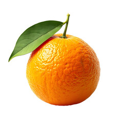 Fresh Orange Fruit with Green Leaf On transparent Background.