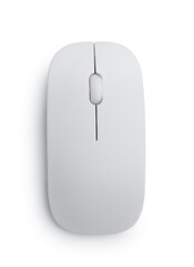 Top view of white wireless computer mouse