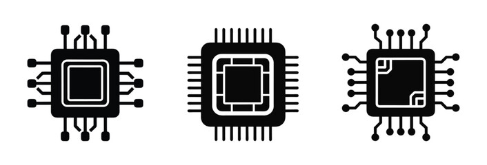 Set of microchip icon. Processor icon. Circuit or chip icon. vector illustration