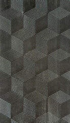 Black fluted 3D hexagon shapes in 3D effect pattern. Geometric hexagonal shapes of cubes with...