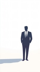 Obraz premium Silhouette of Businessman in Suit: A Symbol of Corporate Confidence and Professionalism