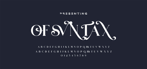 Premium luxury elegant alphabet letters and numbers. Elegant wedding typography classic serif font decorative vintage retro. Creative vector illustration