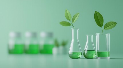 Medicinal compound synthesis using sustainable resources in a futuristic lab, green drug, ecofriendly pharmaceutical innovation