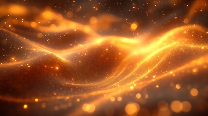 Obraz premium Golden Glittering Waves Abstract Background