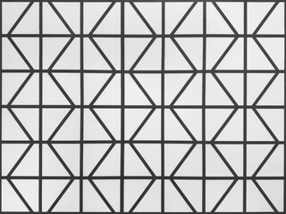 Black and white geometrical diamond shape illustration with slanted lines and horizontal lines. Geometrical illustration shape seamless background texture.