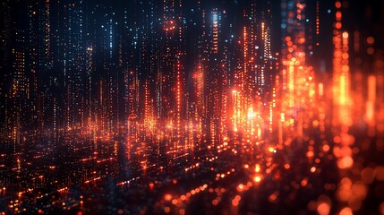 Obraz premium Abstract Digital Metropolis: Glowing Towers of Data