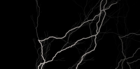 Thunder Stock Image In Black Background. Massive lightning bolt with branches isolated on black background.