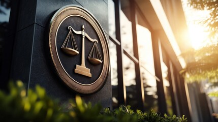 Modern Law Firm Logo on Building Facade