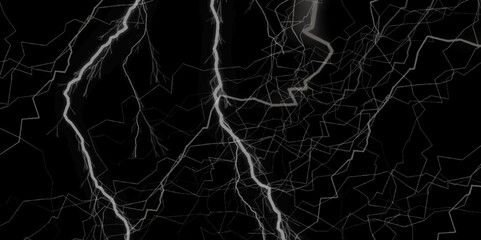 Thunder Stock Image In Black Background. Massive lightning bolt with branches isolated on black background.