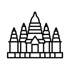 angkor wat icon, angkor wat line art - simple line art of angkor wat, perfect for angkor wat logos and icons