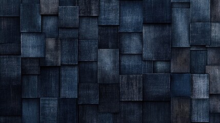 Dark Blue Rectangular Wooden Block Pattern Wall