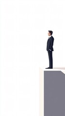 Obraz premium Businessman on the Edge: A Visual Metaphor for Risk, Challenge, and the Pursuit of Success in the Business World