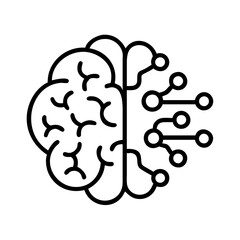 artificial intelligence brain icon, artificial intelligence brain line art - simple line art of artificial intelligence brain, perfect for artificial intelligence brain logos and icons