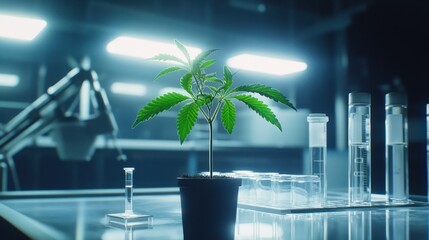 Medical Marijuana Plant in Laboratory Setting