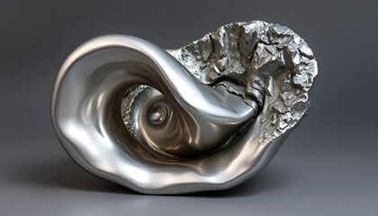 Abstract Silver Sculpture Smooth Curves And Rough Textures