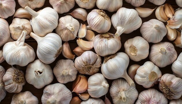 garlic vegetables top view, AI generated