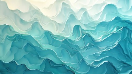 Abstract gradient pattern transitioning from soft aqua to deep blue waves of delicate fabric