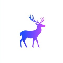 Fototapeta premium Purple deer silhouette, nature, wildlife, logo design, white background