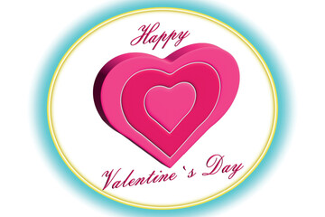 Pink hearts into circles. Greeting card for Valentine`s Day.