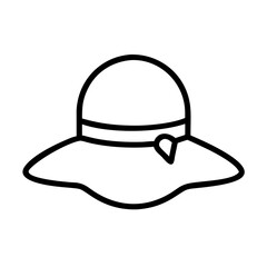 beach hat icon, beach hat line art - simple line art of beach hat, perfect for beach hat logos and icons