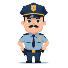 Cartoon Police Officer in Uniform - Vector Illustration