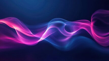 Naklejka premium Abstract glowing light trails creating flowing wave patterns on dark blue background