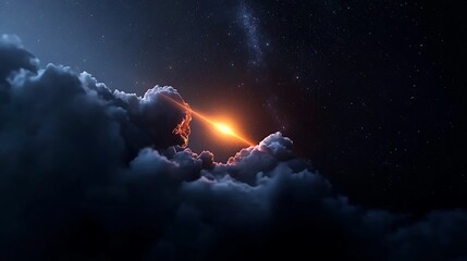 Sun rising through clouds, space background, cosmic scene, science fiction imagery, website backdrop