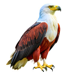 Obraz premium Majestic African Fish Eagle: A Stunning Wildlife Portrait on Pristine White Bird Beak Lake Image 