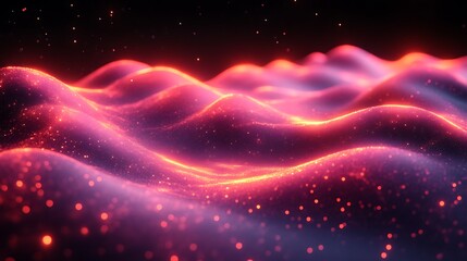 Fototapeta premium Glowing Red Glittering Waves Abstract Background
