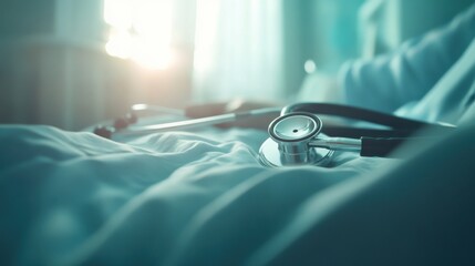Stethoscope on Patient's Chest with Soft Lighting