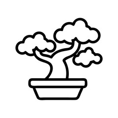 bonsai tree icon, bonsai tree line art - simple line art of bonsai tree, perfect for bonsai tree logos and icons